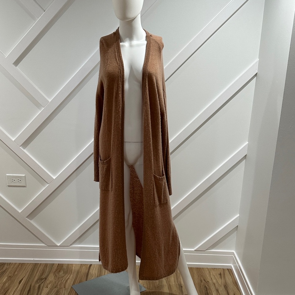 Hannah Rose Long Open-Front 100% Cashmere  Duster Cardigan Size L